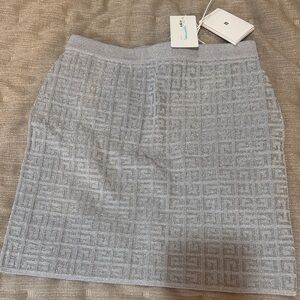 Givenchy Silver Gray Textured Mini Skirt